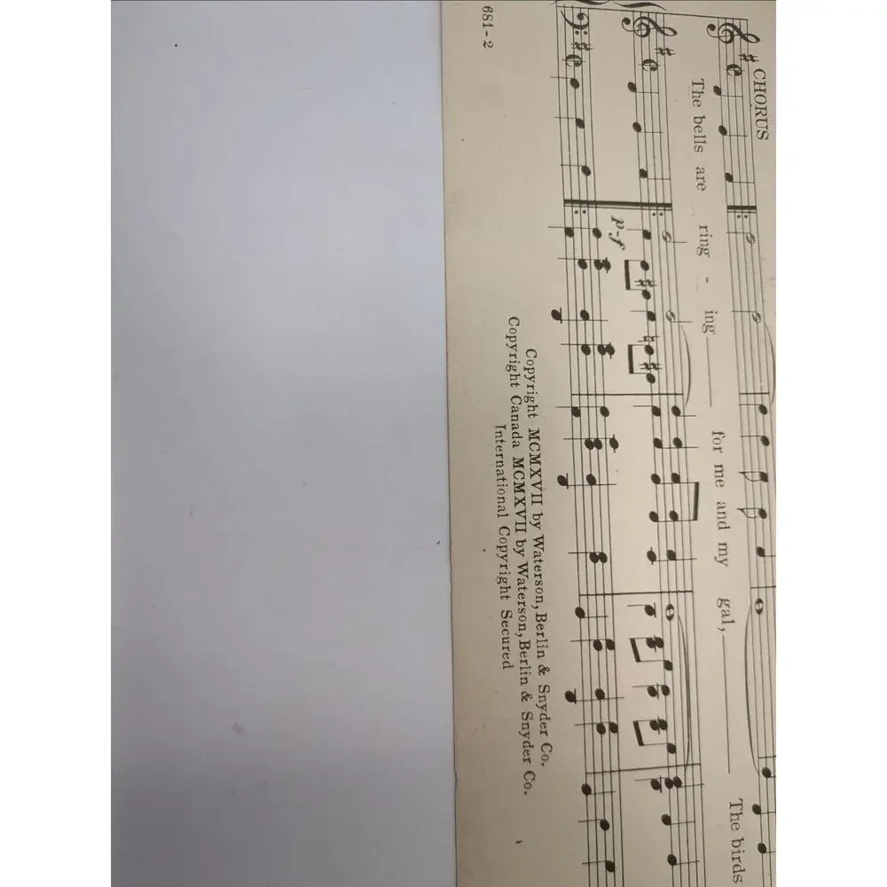 1917 For Me and My Gal Sheet Music by‎ Geo W Meyer